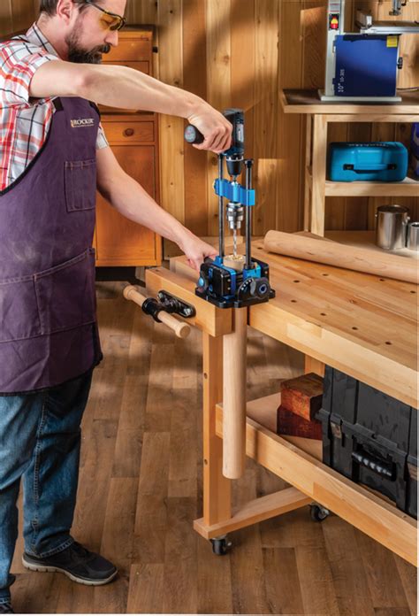 Quadrants on each side of the base allow angle setting at 55. . Rockler drill guide